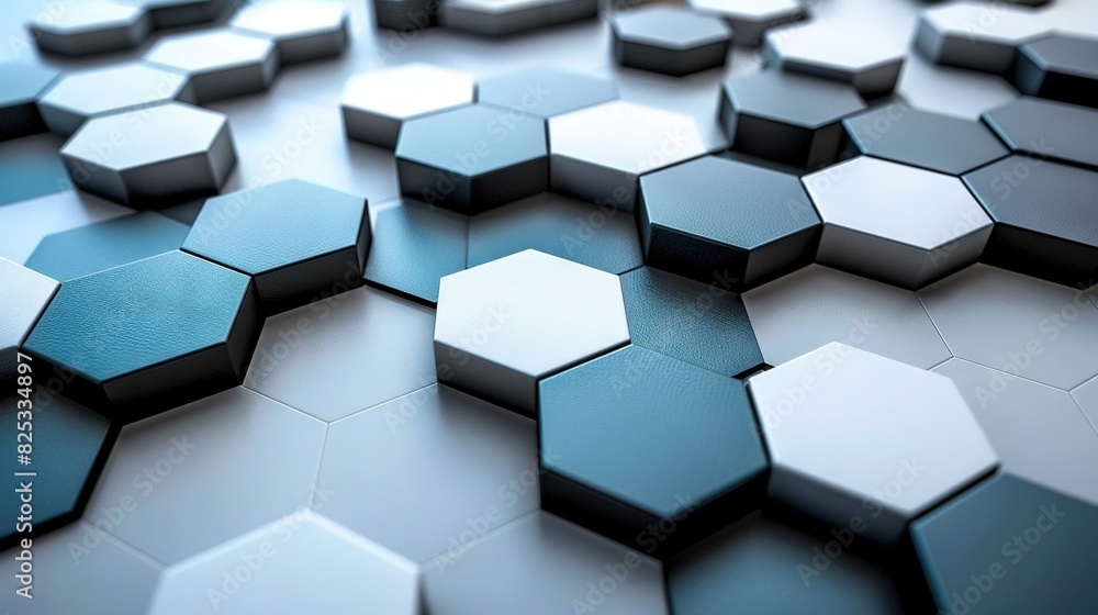 A grid of hexes in blue and white shades graces a white canvas A grid of hexes in blue and white shades graces a white canvas