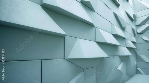  A zoomed-in image of a white wall adorned with a grid of squares and rectangles along its edge
