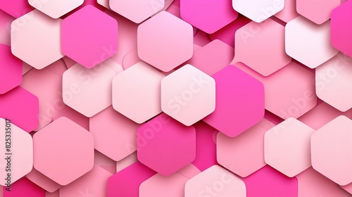   Pink hexes arranged in hexagon shape on pink backdrop photo