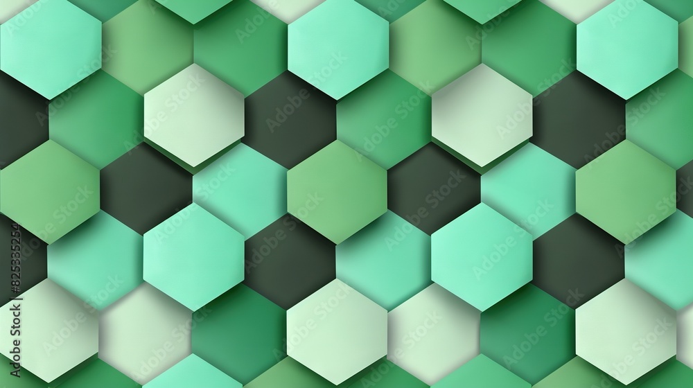 A green-black hexagon background with overlapping hexagonal cubes A green-black hexagon background with overlapping hexagonal cubes