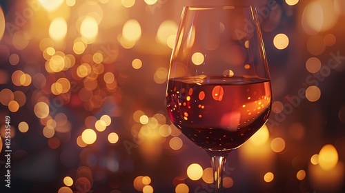 A cozy scene of a wine tasting, with a defocused backdrop of softly glowing particles -