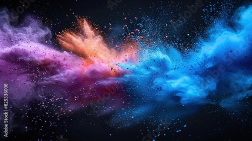 Wallpaper Mural   A wave of blue, pink, and orange objects on a black background Torontodigital.ca