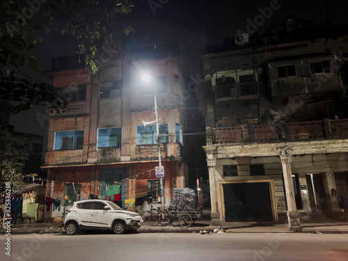 Kolkata streets at night photo