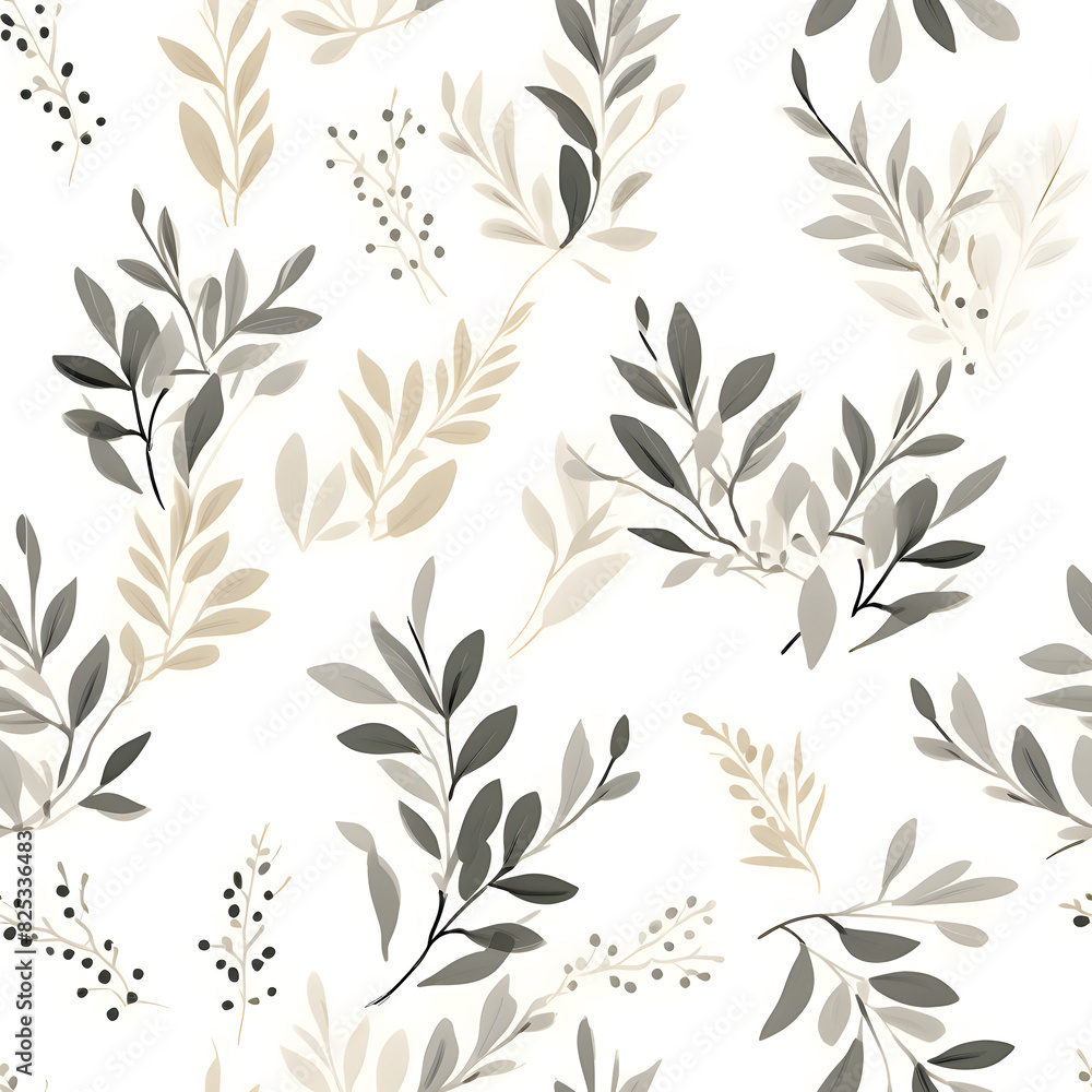 Seamless Minimalist Floral Pattern With Leaves and Flower in Branch Perfect for Modern Home Decor, Textiles, Wrapping Paper, Wallpaper, Fabric Print, Greeting Cards, Invitation Card Seamless Minimalist Floral Pattern With Leaves and Flower in Branch Perfect for Modern Home Decor, Textiles, Wrapping Paper, Wallpaper, Fabric Print, Greeting Cards, Invitation Card