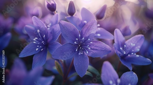   A cluster of lavender blossoms adorned with droplets of water on their petals