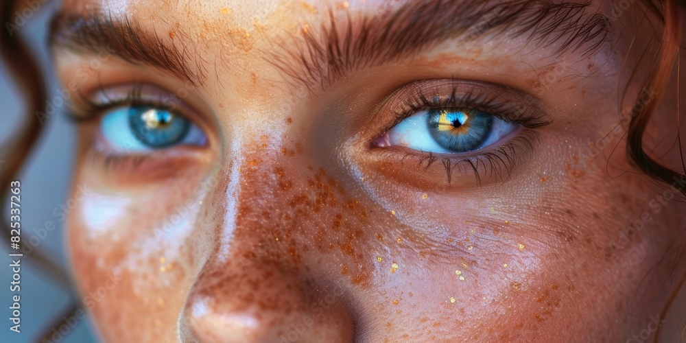 Closeup of a person with flawless, smooth skin, radiant glow, high resolution, natural beauty, detailed texture, stock photography Closeup of a person with flawless, smooth skin, radiant glow, high resolution, natural beauty, detailed texture, stock photography