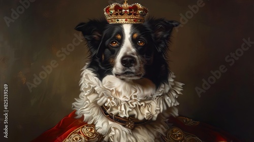 regal border collie in royal shepherd attire commanding attention digital portrait photo