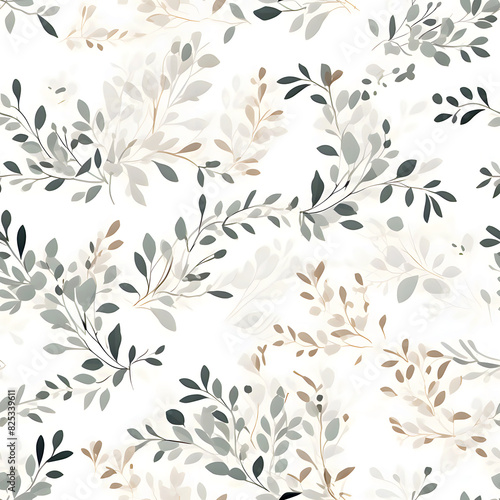 Wallpaper Mural Seamless Minimalist Floral Pattern With Leaves and Flower in Branch Perfect for Modern Home Decor, Textiles, Wrapping Paper, Wallpaper, Fabric Print, Greeting Cards, Invitation Card Torontodigital.ca