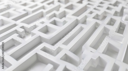 Abstract minimalistic white maze pattern, AI-generated.