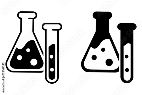 Potion icon set. Flask vector sign. Poison symbol. Glass with liquid chemical pictogram. Magic drink illustration.