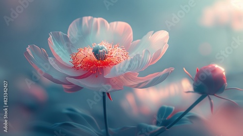   A close-up of a pink flower with a ladybug on its center and a blurry background photo