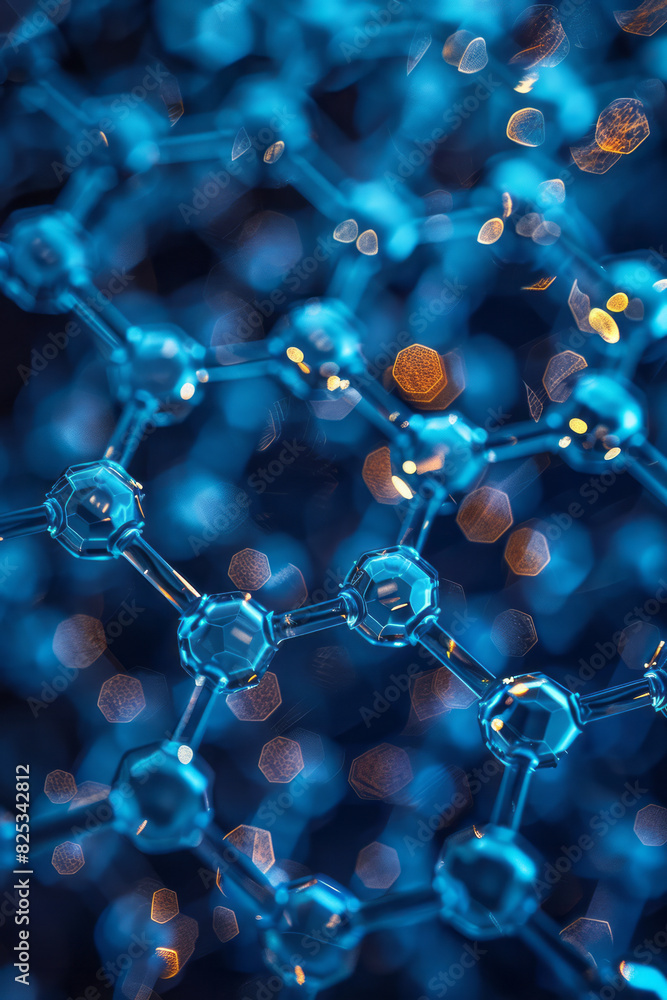 Isometric pattern of stylized molecules and geometric hexagons, arranged in a lattice, Isometric pattern of stylized molecules and geometric hexagons, arranged in a lattice,