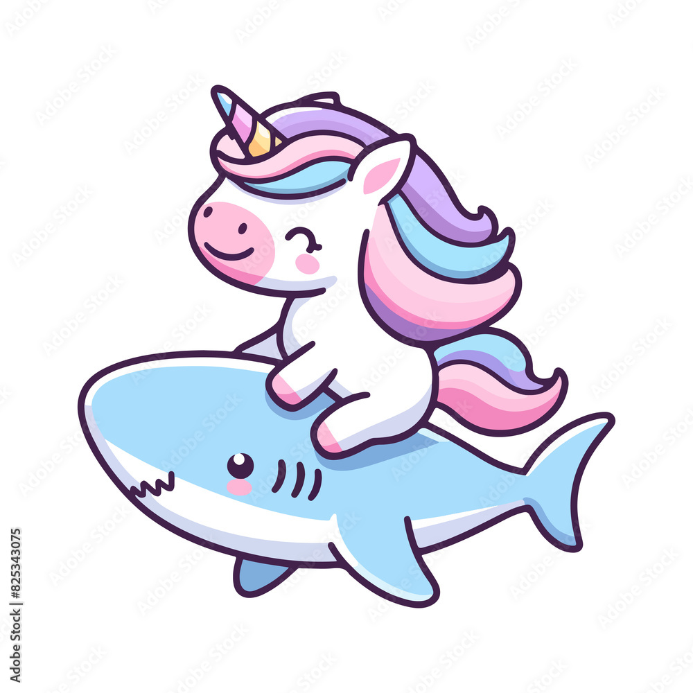 cute unicorn riding a shark icon character cartoon cute unicorn riding a shark icon character cartoon