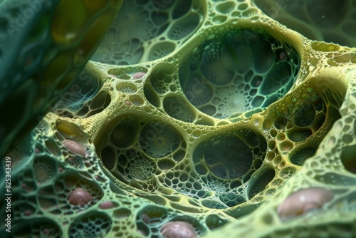 Magnified view capturing the intricate details of an organic, celllike structure photo