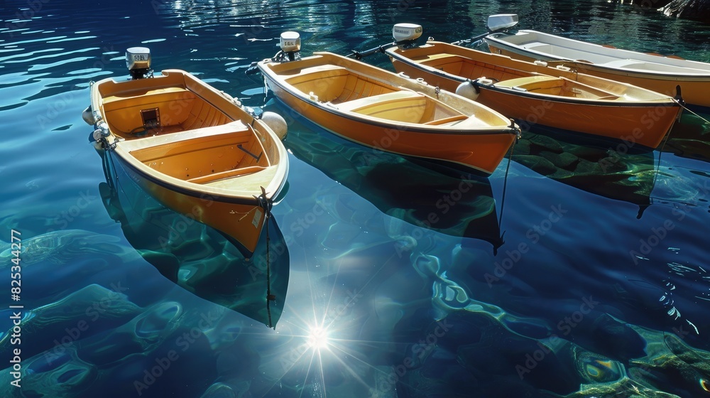 Obraz premium Peaceful Canoes on Serene Lake