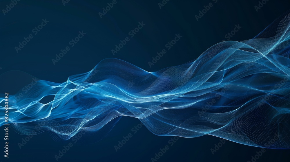 Abstract Blue Wave Lines on Dark Background Abstract Blue Wave Lines on Dark Background