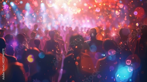 A lively scene of a lively nightclub, with a defocused background of twinkling particles © MURTAZA