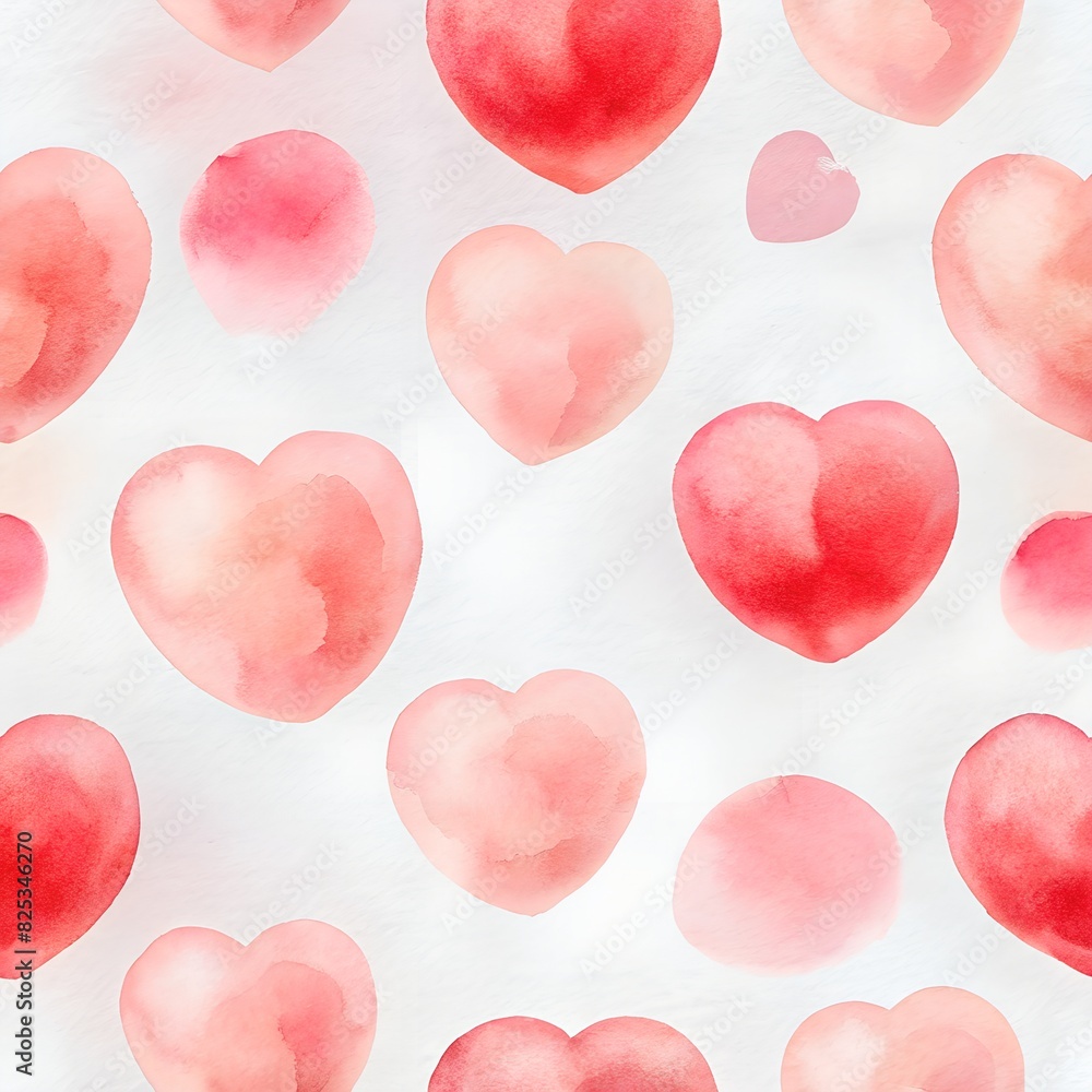 pattern with clear red and pink blotches in the shape of a hearts on transparent background