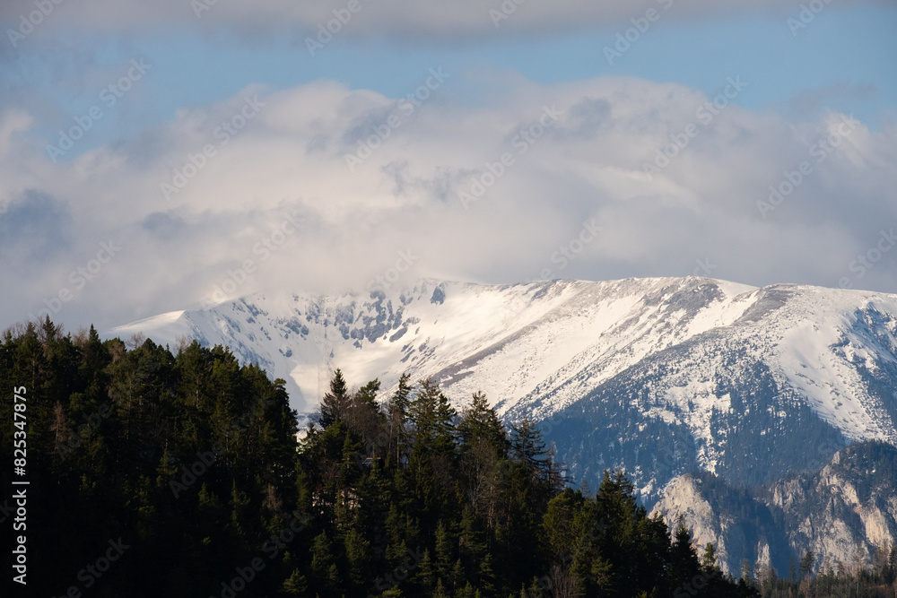 Panoramic view of big mountains with snow on top. Panoramic view of big mountains with snow on top.