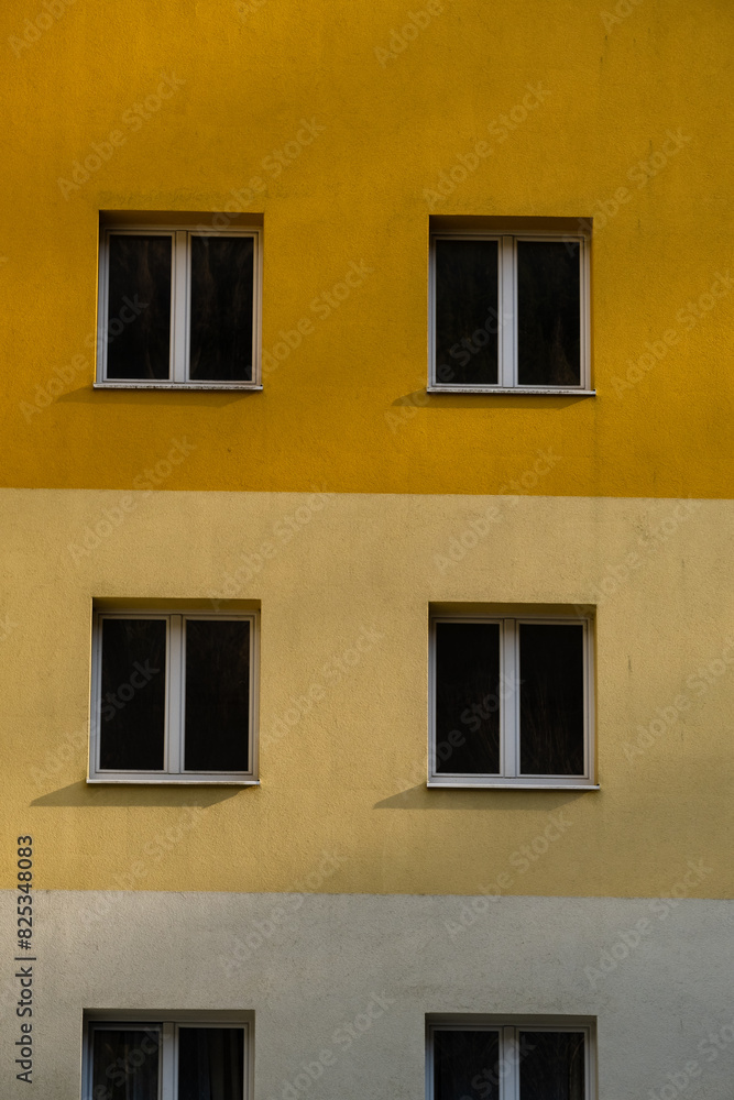 Line on building with windows. Line on building with windows.