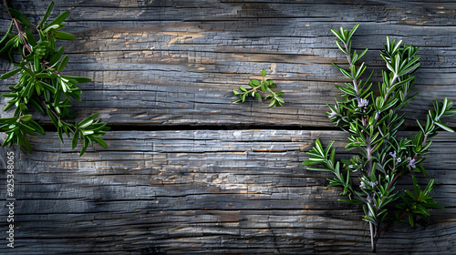 Healthy Organic Winter Savory on a Wooden Background