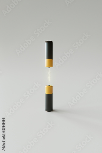 3D Render of Levitating AA Batteries with Electric Arc photo