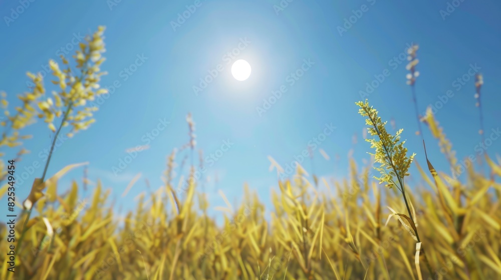 Obraz premium Yellow corn beneath a clear blue sky