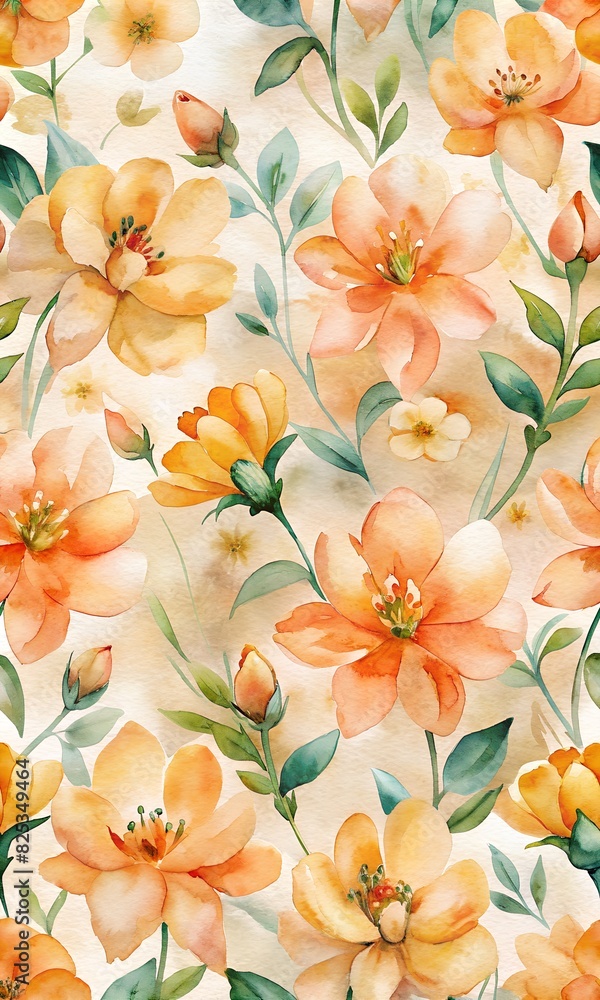 pattern with orange flowers