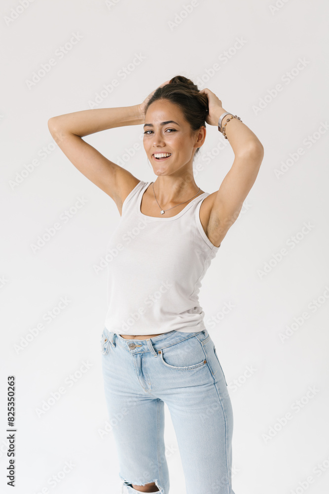 Happy portrait of young woman looking at camera Happy portrait of young woman looking at camera