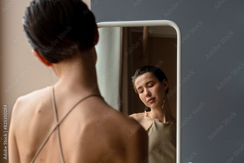 Quiet moment of preparation of woman getting ready Quiet moment of preparation of woman getting ready