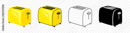 Toaster, toast, appliance and kitchen utensile, graphic design. Food, meal, utensil, canteen and catering, vector design and illustration