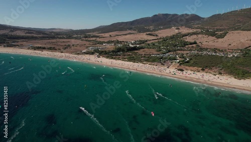 Wallpaper Mural dolly left aerial video of kitesurfers practicing and having fun on sunny day at Tarifa Beach, Cadiz, spain Torontodigital.ca