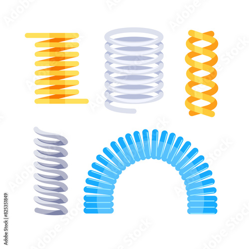 Metal spring set spiral coil flexible. Flexibly geometrical.