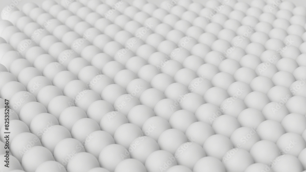 3d render image of ordered texture, abstract background of white balls organized in uniform grid. Close-up of microscopic spherical particles, atomic structure. Visual metaphor of identical clones 3d render image of ordered texture, abstract background of white balls organized in uniform grid. Close-up of microscopic spherical particles, atomic structure. Visual metaphor of identical clones