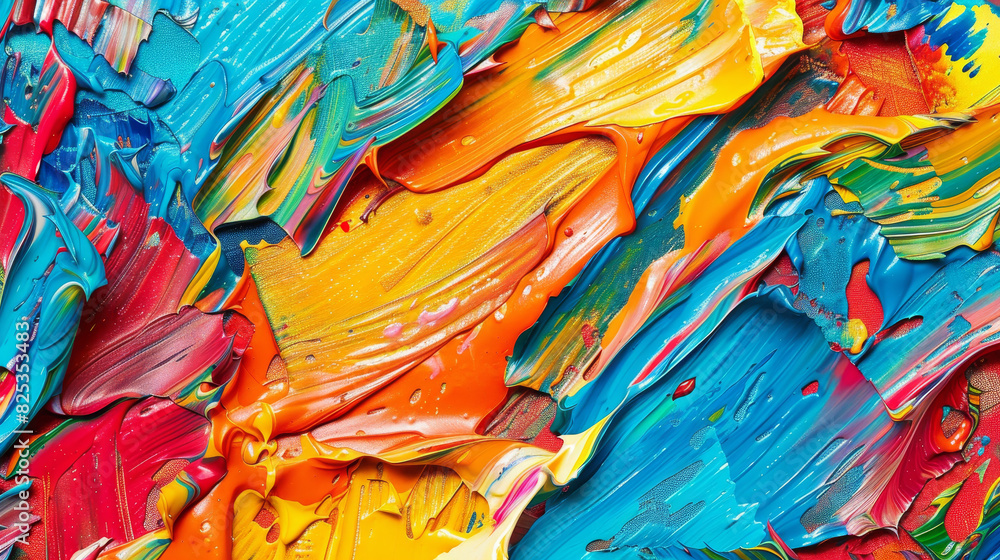 A painting with a lot of colors and splatters A painting with a lot of colors and splatters