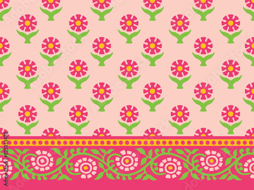 Wallpaper Mural COLORFUL INDIAN PERIWINKLE TRADITIONAL BLOCK PRINT DESIGN AJRAKH PRINTS BATIK PRINTS SANGANER JAIPUR SEAMLESS PATTERNS Torontodigital.ca