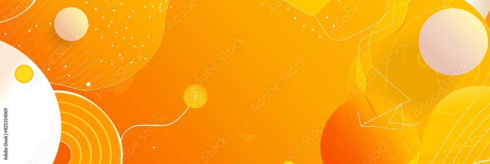 Bright orange background with yellow and white circles Abstract shapes and lines form circular patterns on the surface of an orange banner Generative AI