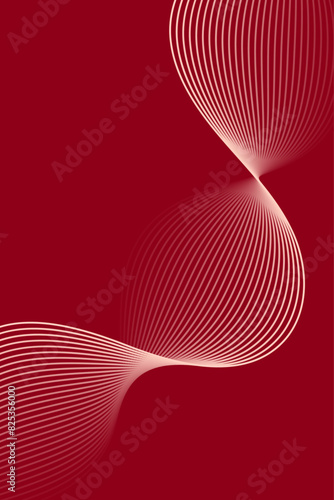 Abstract background with waves for banner. Standart poster size. Vector background with lines. Element for design isolated on dark red. Red gradient. Brochure, booklet. Valentine's Day