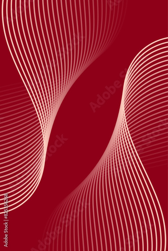 Abstract background with waves for banner. Standart poster size. Vector background with lines. Element for design isolated on dark red. Red gradient. Brochure, booklet. Valentine's Day