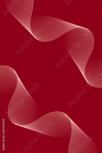 Abstract background with waves for banner. Standart poster size. Vector background with lines. Element for design isolated on dark red. Red gradient. Brochure, booklet. Valentine's Day