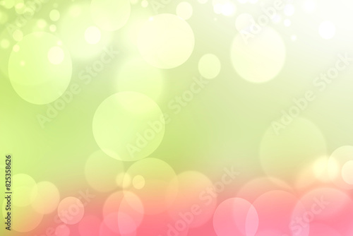 Abstract blurred fresh vivid spring summer light delicate yellow pink green orange bokeh background texture with bright circular soft color lights. Beautiful backdrop illustration.