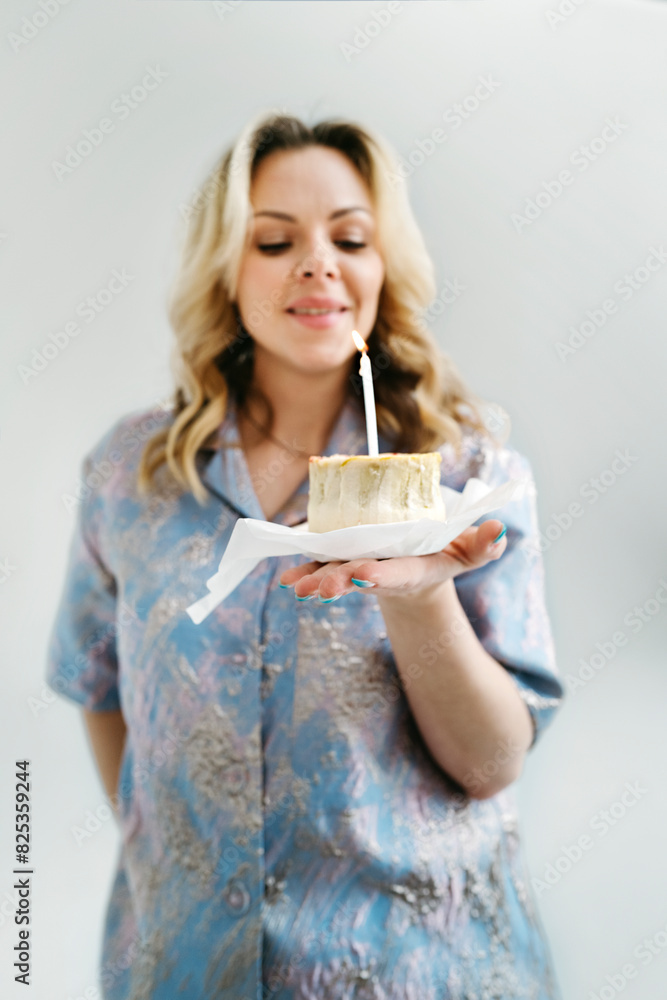 Woman Celebrating With Birthday Cake Woman Celebrating With Birthday Cake