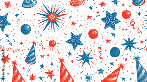 seamless patternn for fourth of july, July 4 seamless pattern, red, blue ballons, independence day seamless pattern, national independence day illustration, background for fourth of july photo