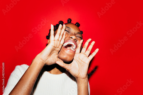 Woman shouting photo