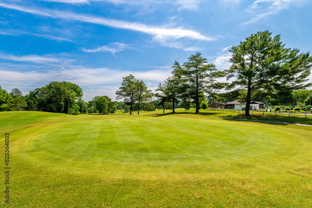 Golf Course Club Green on Sunny Summer Day Golf Course Club Green on Sunny Summer Day