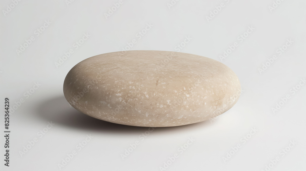 Smooth, round beige stone placed against a white background, showcasing its texture and simplicity in a minimalist style. Smooth, round beige stone placed against a white background, showcasing its texture and simplicity in a minimalist style.