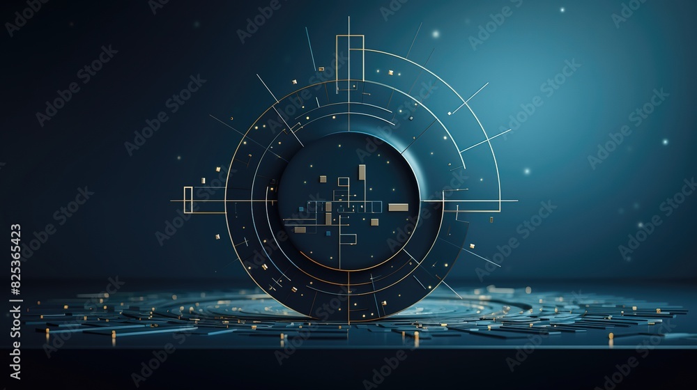 Naklejka premium Abstract geometric round shape on blue background design
