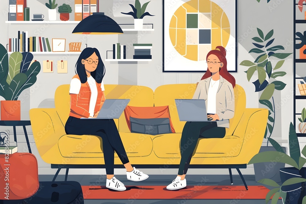 A Lesbian Couple Thriving as Entrepreneurs in a Modern Startup Office