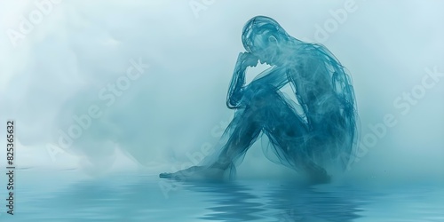 A portrayal of a person symbolizing inner struggle with depression and isolation. Concept Inner Struggle, Depression Depiction, Isolation Representation photo