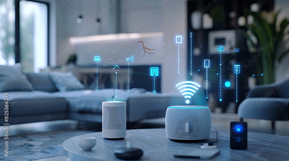 Smart home with voice control. The concept of the Internet of things. Smart home with voice control. The concept of the Internet of things.